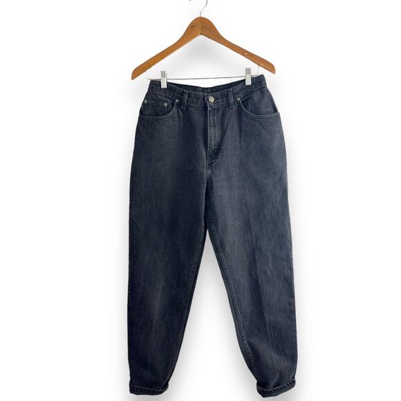 Vintage 80s Chic Jeans Black High Waist Rise Tapered Leg Cotton Black Wash Sz 12 - Picture 1 of 15